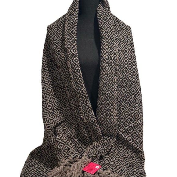 Mexican Rebozo Shawl in Brown on Brown 100% Natural Raw Wool, Large Winter Wrap - Picture 3 of 16